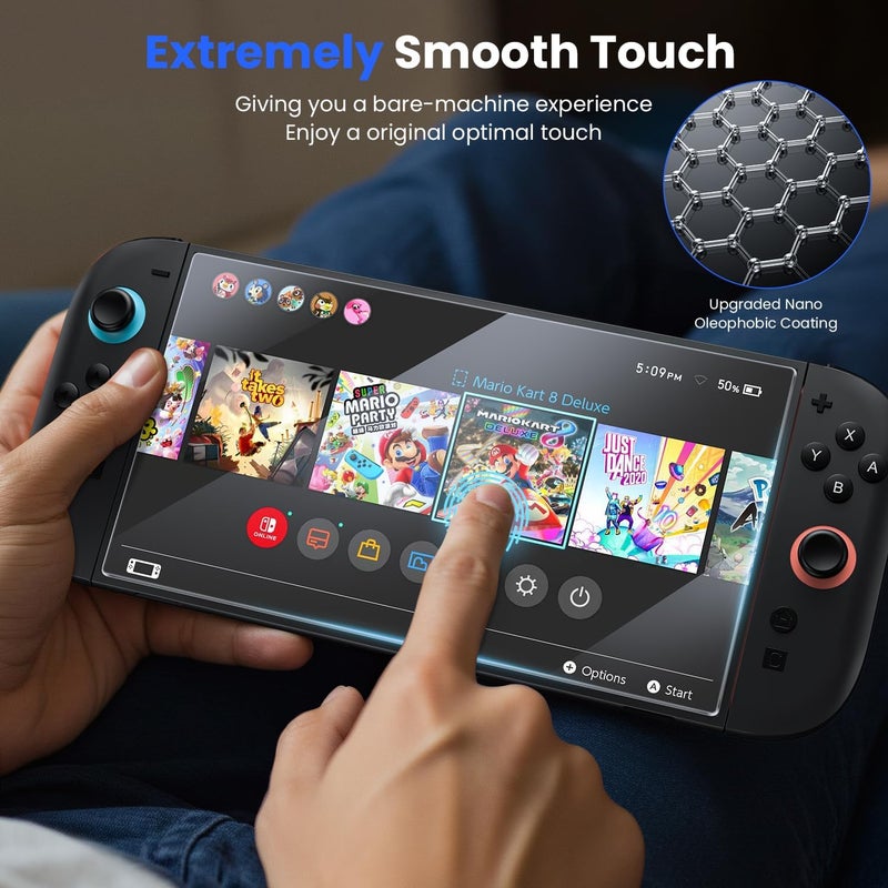 wsken for Nintendo Switch 2 Screen Protector - Shatterproof Tempered Glass with Auto-Dust Removal, Zero Bubbles Auto-Alignment, Anti-Scratch Glass Film for Switch 2 (2025) Accessories, 2 PCS - Image 5